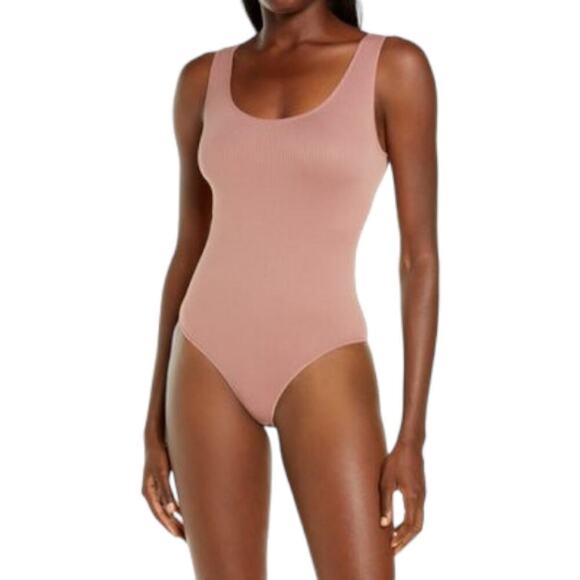 SKIMS Stretch Ribbed Bodysuit in Rose Clay Limited Edition Scoop Neck Tank - Picture 1 of 10